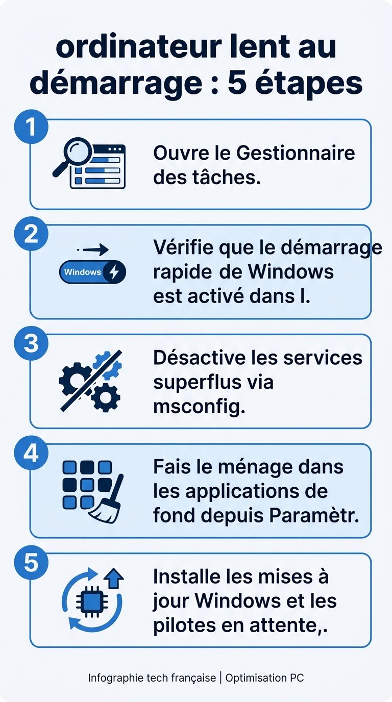 ordinateur lent au démarrage : infographie des etapes