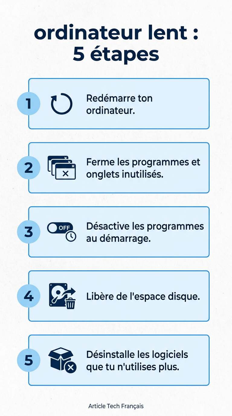 ordinateur lent : infographie des etapes