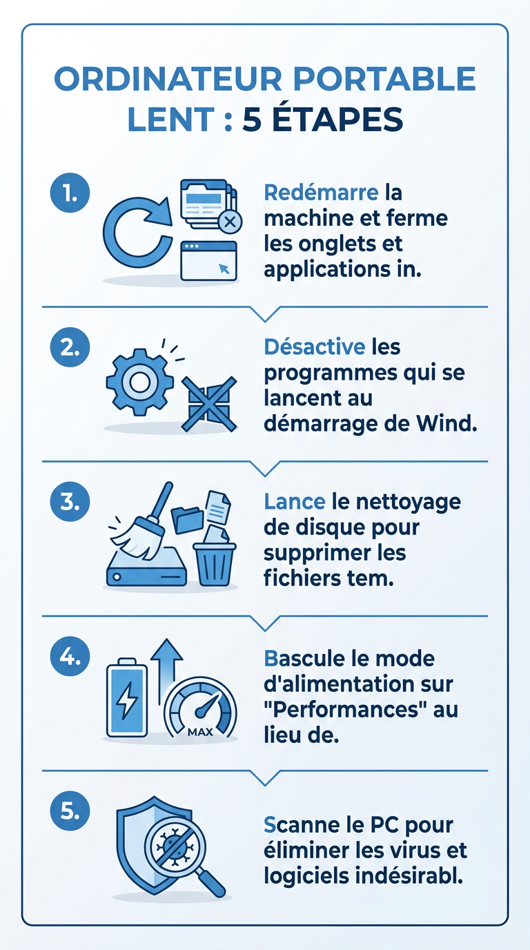 ordinateur portable lent : infographie des etapes
