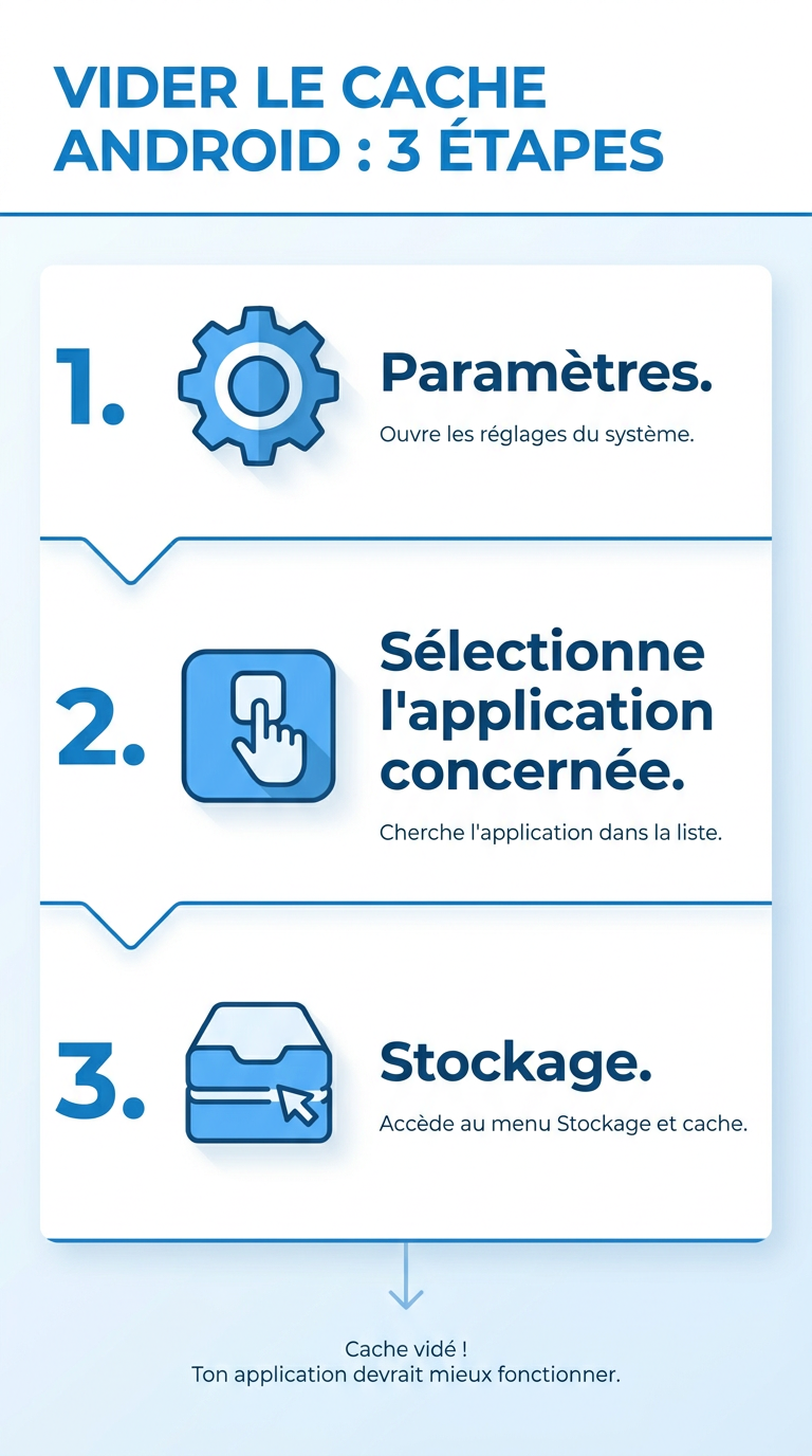 vider le cache android : infographie des etapes